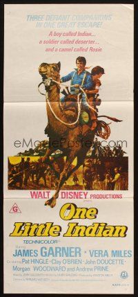 7m766 ONE LITTLE INDIAN Aust daybill '73 Disney, artwork of James Garner & kid on camel!