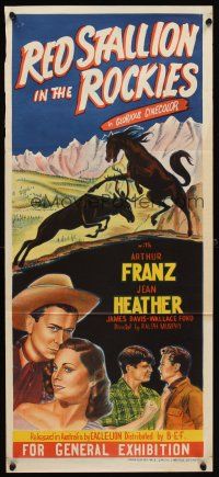 7m810 RED STALLION IN THE ROCKIES Aust daybill '49 Arthur Franz, art of horse fighting with elk!