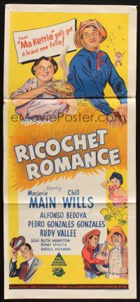 7m818 RICOCHET ROMANCE Aust daybill '54 Chill Wills, Marjorie Main's got a brand new fella!