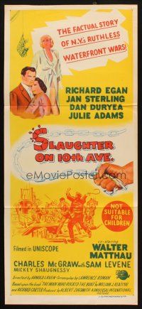 7m077 SLAUGHTER ON 10th AVE Aust daybill '57 Richard Egan, Jan Sterling, NYC waterfront crime!