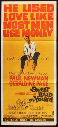 7m893 SWEET BIRD OF YOUTH Aust daybill '62 Paul Newman, Geraldine Page, Tennessee Williams' play!