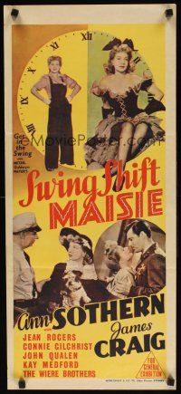 7m895 SWING SHIFT MAISIE Aust daybill '43 images of sexy Ann Sothern, James Craig!