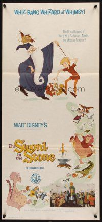 7m898 SWORD IN THE STONE Aust daybill R70s Disney's cartoon of King Arthur & Merlin the Wizard!