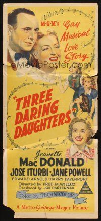 7m914 THREE DARING DAUGHTERS Aust daybill '48 Jeanette MacDonald, Jane Powell, MGM musical!