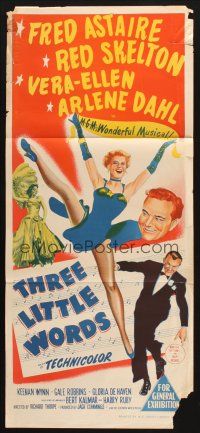 7m917 THREE LITTLE WORDS Aust daybill '50 art of Fred Astaire, Skelton & sexy dancing Vera-Ellen!