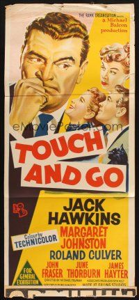 7m935 TOUCH & GO Aust daybill '55 different stone litho of Jack Hawkins & top cast!