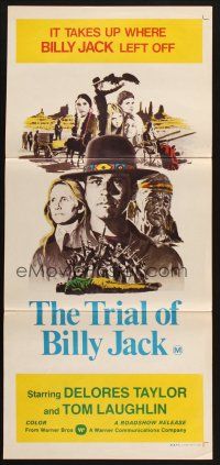 7m940 TRIAL OF BILLY JACK Aust daybill '74 Tom Laughlin as Billy Jack, Delores Taylor!