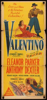 7m960 VALENTINO Aust daybill '51 Eleanor Parker, Anthony Dexter as Rudolph!