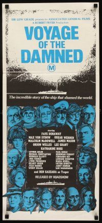 7m968 VOYAGE OF THE DAMNED Aust daybill '76 Faye Dunaway, Max Von Sydow, Richard Amsel art!