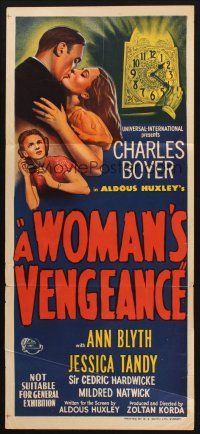 7m990 WOMAN'S VENGEANCE Aust daybill '47 Charles Boyer, Ann Blyth, written by Aldous Huxley!