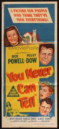7m996 YOU NEVER CAN TELL Aust daybill '51 Dick Powell as reincarnated dog who inherited a fortune!