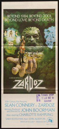 7m998 ZARDOZ Aust daybill '74 fantasy art of Sean Connery, beyond love, beyond death!