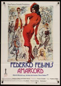 7m230 AMARCORD German '75 Federico Fellini classic comedy, cool artwork!