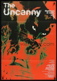 7m325 UNCANNY German/English '77 Peter Cushing, Samantha Eggar, cool cat art!