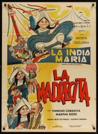 7m206 LA MADRECITA Mexican poster '74 wacky artwork of Maria Elena Velasco in title role!