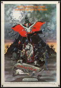 7r170 ANDY WARHOL'S DRACULA style B 1sh '74 cool art of vampire Udo Kier as Dracula by Barr!