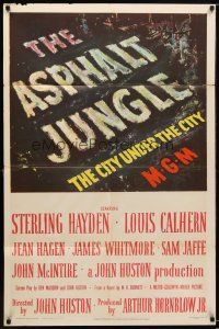 7r011 ASPHALT JUNGLE 1sh '50 Marilyn Monroe, Sterling Hayden, John Huston classic film noir!
