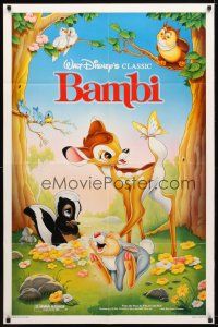 7r198 BAMBI 1sh R88 Walt Disney cartoon deer classic, great art with Thumper & Flower!