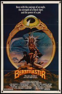 7r209 BEASTMASTER 1sh '82 cool fantasy art of barechested Marc Singer & sexy Tanya Roberts!