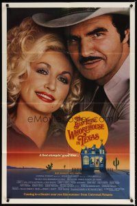 7r217 BEST LITTLE WHOREHOUSE IN TEXAS advance 1sh '82 close-up of Burt Reynolds & Dolly Parton!