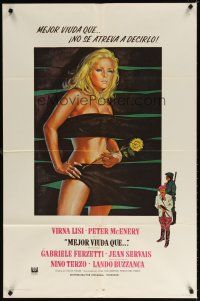 7r218 BETTER A WIDOW Spanish/U.S. 1sh '69 sexy Virna Lisi, from blushing bride to merry widow overnight!