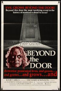 7r220 BEYOND THE DOOR style B 1sh '74 demonic possession lives, most terrifying event of mankind!