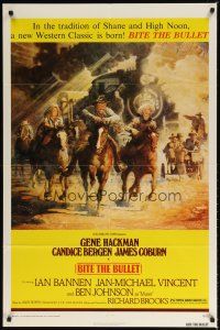 7r233 BITE THE BULLET 1sh '75 cool art of Gene Hackman, Candice Bergen & James Coburn!