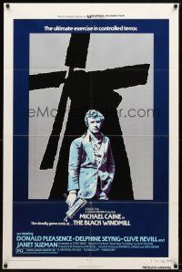 7r239 BLACK WINDMILL 1sh '74 cool image of Michael Caine w/MAC-10, Donald Pleasence, Don Siegel