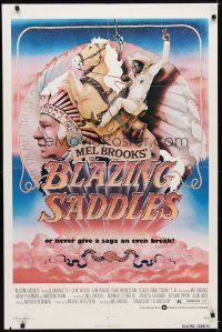 7r241 BLAZING SADDLES 1sh '74 classic Mel Brooks western, art of Cleavon Little by Alvin!