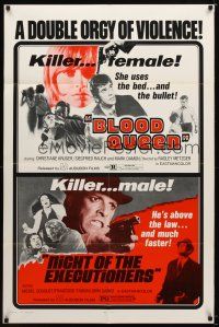 7r245 BLOOD QUEEN/NIGHT OF THE EXECUTIONERS 1sh '73 double orgy of violence!