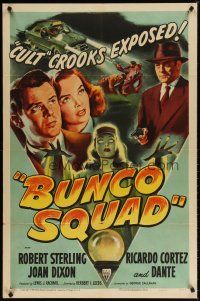 7r024 BUNCO SQUAD style A 1sh '50 unmasking the phoney spiritualist cult ring, great film noir art!
