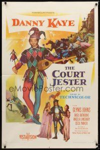7r340 COURT JESTER 1sh '55 classic wacky Danny Kaye, Basil Rathbone!