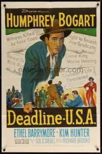 7r035 DEADLINE-U.S.A. 1sh '52 newspaper editor Humphrey Bogart, best journalism movie ever!