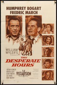 7r036 DESPERATE HOURS 1sh '55 Humphrey Bogart, Fredric March, directed by William Wyler!