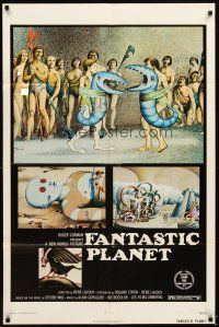 7r381 FANTASTIC PLANET 1sh '73 wacky sci-fi cartoon, wild artwork image, Cannes winner!