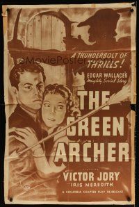 7r414 GREEN ARCHER 1sh R40s Edgar Wallace serial, Jory, Meredith + Robin Hood shadow!