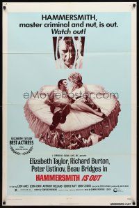 7r419 HAMMERSMITH IS OUT 1sh '72 Elizabeth Taylor, Richard Burton, Peter Ustinov, Beau Bridges!