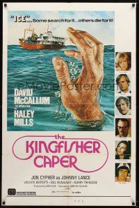 7r483 KINGFISHER CAPER 1sh '75 David McCallum, Hayley Mills, cool DeBeer artwork!