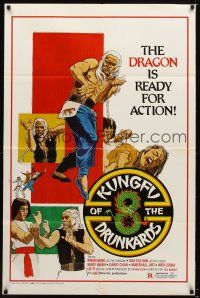 7r489 KUNG FU OF THE DRUNKARDS 1sh '80 martial arts action, Tom Tierney artwork!