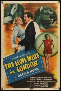 7r061 LONE WOLF IN LONDON 1sh '47 can Gerald Mohr go straight around Evelyn Ankers' curves!