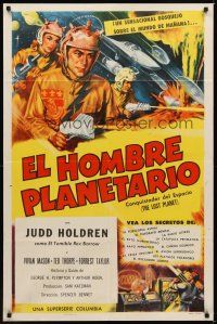 7r520 LOST PLANET Spanish/U.S. 1sh '53 Judd Holdren, sci-fi serial, cool art, The Invisible Enemy!