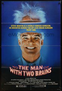 7r543 MAN WITH TWO BRAINS 1sh '83 wacky world famous surgeon Steve Martin performs brain surgery!