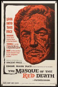 7r553 MASQUE OF THE RED DEATH 1sh '64 cool montage art of Vincent Price by Reynold Brown!