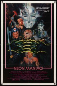 7r597 NEON MANIACS 1sh '85 Allan Hayes, R Leonard art of mutant killers!