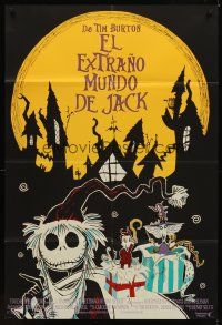 7r605 NIGHTMARE BEFORE CHRISTMAS Spanish/U.S. 1sh '93 Tim Burton, Disney, great artwork of Jack as Santa!