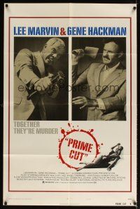 7r701 PRIME CUT style B 1sh '72 Lee Marvin w/machine gun, Gene Hackman w/cleaver!