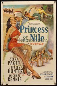 7r703 PRINCESS OF THE NILE 1sh '54 sexy full-length art of barely-dressed young Debra Paget!