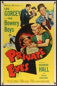 7r084 PRIVATE EYES 1sh '53 Leo Gorcey & The Bowery Boys are detectives, sexy Joyce Holden!