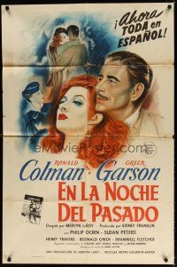 7r724 RANDOM HARVEST Spanish/U.S. 1sh '42 wonderful artwork of Ronald Colman & Greer Garson!