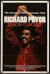 7r751 RICHARD PRYOR: LIVE IN CONCERT 1sh '79 uncensored, cool image of comedian on stage!